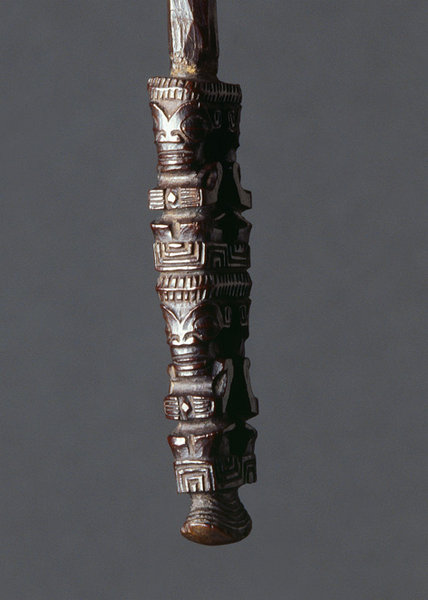A Rare Marquesas Islands Wood Fan Handle 'Ke'e'